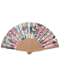 Βεντάλια Γυναίκεια ξύλινη Με Σχέδιο 23cm 98734-18 Multicolor