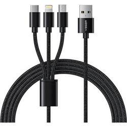 Veger V303 Braided USB to Lightning Type-C micro USB Cable 2.4A 1.5m Μαύρο