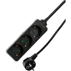 Πολύπριζα 3θ 16A 1M,3g1 μαύρο LS-3B LIME