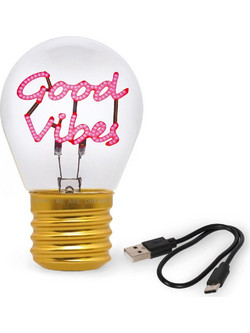 Επιτραπέζιο Φωτιστικό Lightbulb Legami -USB Επαναφορτιζόμενο με Μήνυμα Good Vibes CLB0016 - Legami