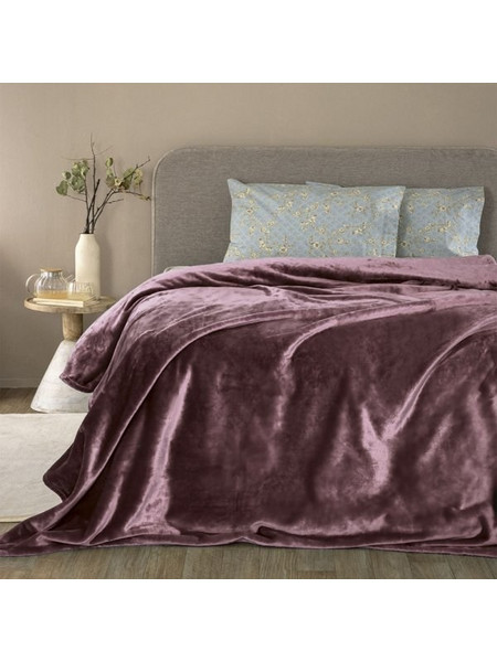 Κουβέρτα Fleece Υπέρδιπλη Lucy Mauve Palamaiki Μωβ 220x240
