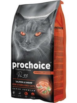 Prochoice Pro 33 Adult Sterilised with Salmon & Shrimps 15kg