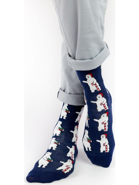 Soma Crazy Socks Polar Bear Ανδρικές Κάλτσες με Σχέδια Μπλε