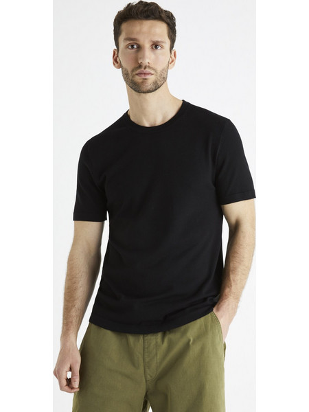 Celio Πλεκτή Μπλούζα με Κοντό Μανίκι Be1stee - BLACK