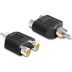 POWERTECH αντάπτορας RCA αρσενικό σε 2x RCA θηλυκό CAB-R020, μαύρος CAB-R020