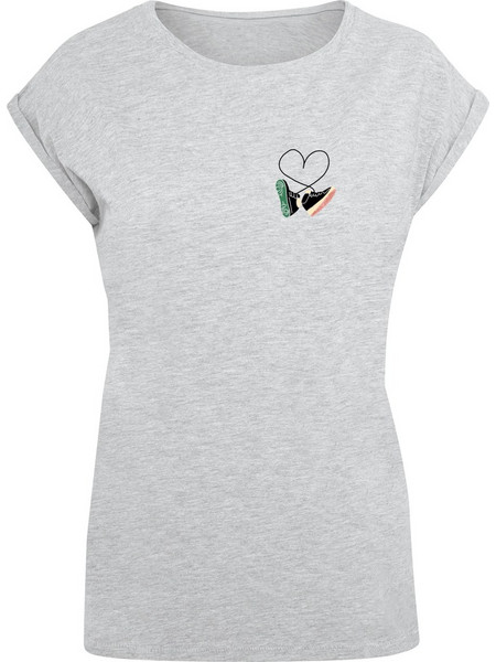Ladies Kicks Love Extended Shoulder Tee heather grey