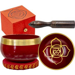 Gift Set Μπολ Διαλογισμού Singing Bowl Muladhara Root Chakra 8cm