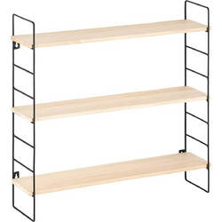Navaris 3 Layers Wall Metal Shelves - Ράφι Τοίχου 3 Επιπέδων από Μέταλλο και Ξύλο Πεύκου - 50 x 50 x 12 cm - Cream / Black (55122.1)