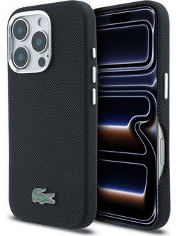 LACOSTE Pvc Iconic Petit Pique Metal Logo Magsafe Case For Iphone 16 Pro Max Black - (LCFCMP16XPLAK)