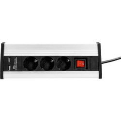 Adam Hall Cables 8747 DS3 USB Power Strip 3-way with switch & 2 x USB | 1.4 m - Adam Hall