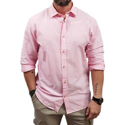 Jack & Jones Ανδρικό Πουκάμισο Λινό Μακρυμάνικο Κανονική Γραμμή Ροζ 12289174