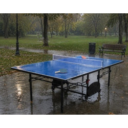 Εξωτερικού χώρου Τραπέζι Ping Pong αναδιπλούμενο με αξεσουάρ και ρόδες μεταφοράς 274x152x76cm