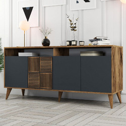 Μπουφές Milan Megapap χρώμα καρυδί - ανθρακί 180x35x78,6εκ