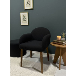 Stewe Home Πολυθρόνα με Υποπόδιο Μαύρη STE-026755-V58352
