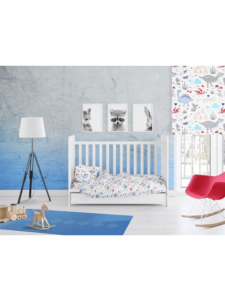 ΠΑΠΛΩΜΑΤΟΘΗΚΗ ΕΜΠΡΙΜΕ bebe Dino 309 120X160 White-Blue Cott/Pol 70/30 Dimcol