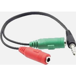 GBC 14.1560.25 Καλώδιο Ακουστικών 3.5 mm TRRS σε 2x3.5 mm TRS - 20 cm, Επίχρυσοι Σύνδεσμοι