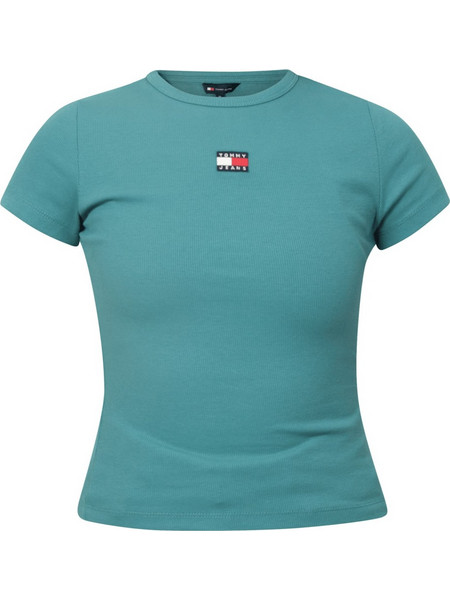 Tommy Hilfiger SLIM BADGE RIB TEE Πετρόλ