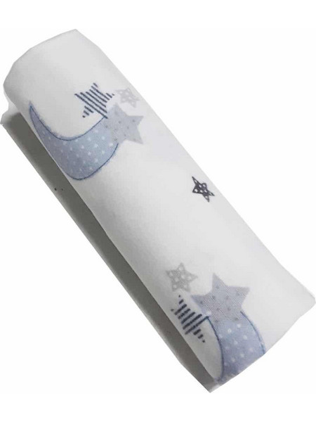Beboulino Moon Star Κουβέρτα Αγκαλιάς Βαμβακερή 80x80 Λευκή Γαλάζια