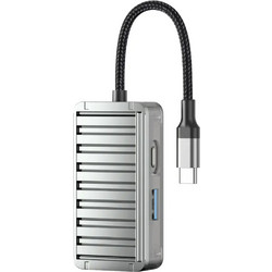 Sunix Hub Type C 3 σε 1 με USB 3.0 / HDMI / TYPE C PD 100W 15εκ. - Γκρι