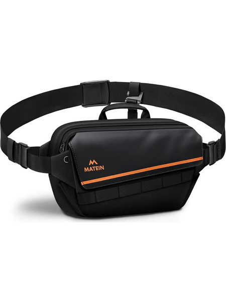 Τσαντάκι Χιαστί Crossbody Matein 6780 Μαύρο | Θήκη AirTag & Μπουκαλιού | Ιμάντας 3 Σημείων Μαύρο