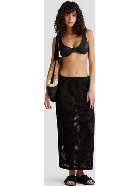 Benetton maxi lurex φούστα δίχτυ μαύρη 11365000B-700