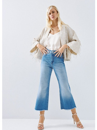 Παντελόνι denim capri με ξέφτια
