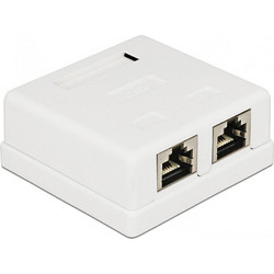 POWERTECH επιτοίχια πρίζα δικτύου CAB-N130, 2 θυρών, Cat.6 UTP, λευκή