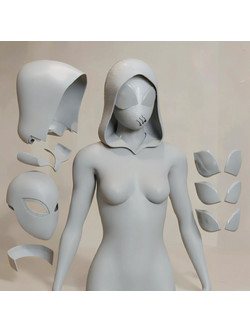 Άβαφη 3D Φιγούρα Cosplay Gwen Stacy Shell and Hood Across the Spider Verse για Βάψιμο DIY (Δώρο τα Χρώματα)