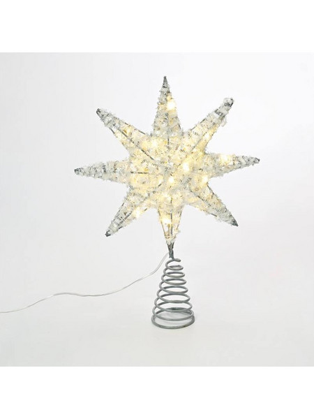 Aca Light ΚΟΡΥΦΗ ΔΕΝΤΡΟΥ ΑΣΤΕΡΙ ΑΣΗΜΙ ΜΕ ΚΛΩΣΤΕΣ 1 20 MINI LED ΘΕΡΜΟ ΛΕΥΚΟ ΜΠΑΤΑΡΙΑΣ 3xAA IP20 280x50x200mm
