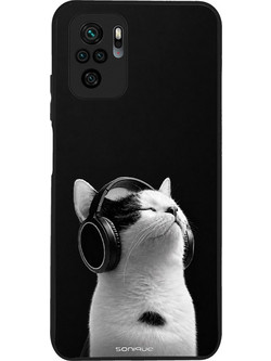 Sonique Men's Edition Back Cover Audio Kitten White (Xiaomi Redmi Note 10 / Redmi Note 10S / Poco M5s)