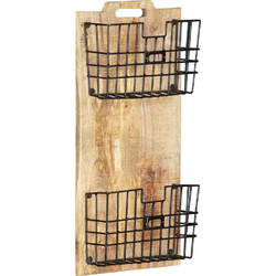 vidaXL Θήκη Περιοδικών Τοίχου 33x10x67cm Μασίφ Ακατέργ. Ξύλο Μάνγκο 1 τεμ