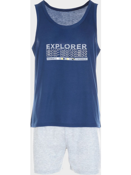 Πιτζάμα ανδρική EXPLORER με φαρδιά τιράντα NAVY