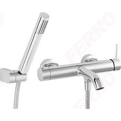 Μπαταρία Λουτρού Αναμεικτική Ferro Ciriculus Chrome με Τηλέφωνο Ντους, Σπιράλ & Βάση (BCK11)