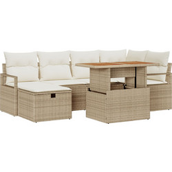 vidaXL Σετ Κήπου Rattan 7τμχ Μπεζ Κρεμ-Λευκό 3361330