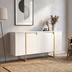 Μπουφές Orontes Megapap χρώμα λευκό - χρυσό 160x35,2x80εκ