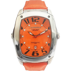 Chronotech Ανδρικό Ρολόι με Πορτοκαλί Δερμάτινο Λουράκι CT7696M-04
