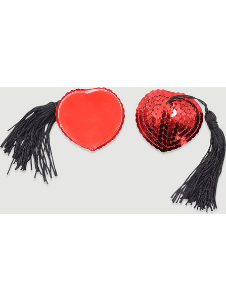 Αυτοκόλλητα Θηλών Με Παγιέτες & Κρόσσια Sequin Nipple Pasties With Tassels - Κόκκινα