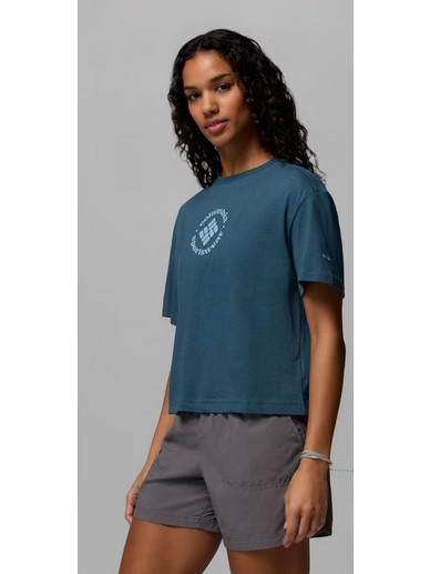 COLUMBIA ROLLING BEND GRAPHIC RELAXED CROP ΓΥΝΑΙΚΕΙΟ T-SHIRT EVERBLUE/GEM FOCUSED