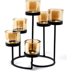 Centrepiece Iron Votive Candle Holder - 6 Cup Circule Tree