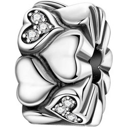 Ασημένιο 925 Charm Καρδιές με Zircon (C1379)