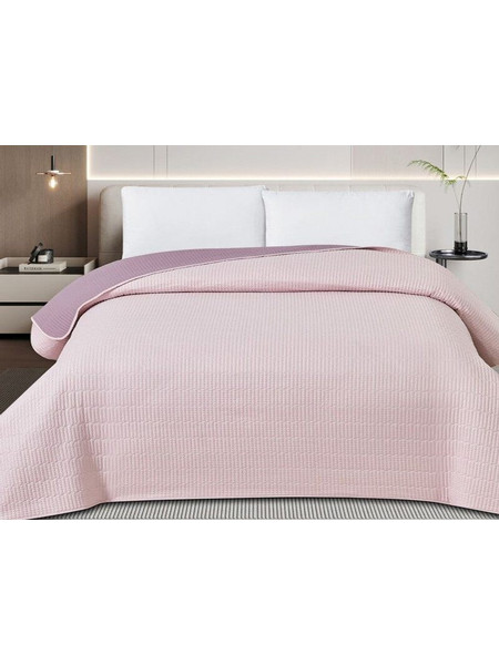 Κουβερλί Κεντημένο Διπλής Όψης 100% Microfiber Γαρύφαλλο - Ροζ, Σάπιο Μήλο, 240x260