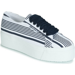 Superga 2790-COT Γυναικεία Sneakers Flatforms Λευκά Navy Μπλε S00FKT0-G51