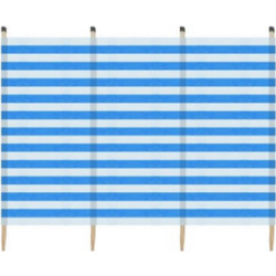 150x400cm Αναδιπλούμενο Παραβάν Παραλίας & Camping Ριγέ με Ξύλινους Πασσάλους 60301
