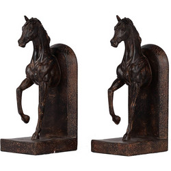 Artekko Bookends Βιβλιοστάτες Άλογα Ρητίνης Καφέ Σετ/2 (12,7x10,2x26,7)cm