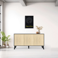 Μπουφές Billie pakoworld ανθρακί-sonoma 149x40x77εκ SONOMA - ANTHRACITE - BLACK CHIPBOARD - MDF