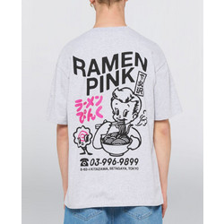 EDWIN Ramen Pink T-Shirt - Grey Marl