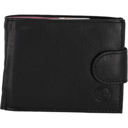 GINIS LEATHER WALLET CG171 - ΠΟΡΤΟΦΟΛΙ ΔΕΡΜΑΤΙΝΟ ΜΑΥΡΟ ΜΕ ΚΟΥΜΠΩΜΑ