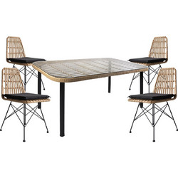 ArteLibre Ampius Σετ Τραπεζαρία Κήπου Rattan 5τμχ 14990287