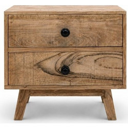Artekko Attari Καφέ Κομοδίνο με 2 Συρτάρια από Ξύλο Teak (50x35.5x45.5)cm