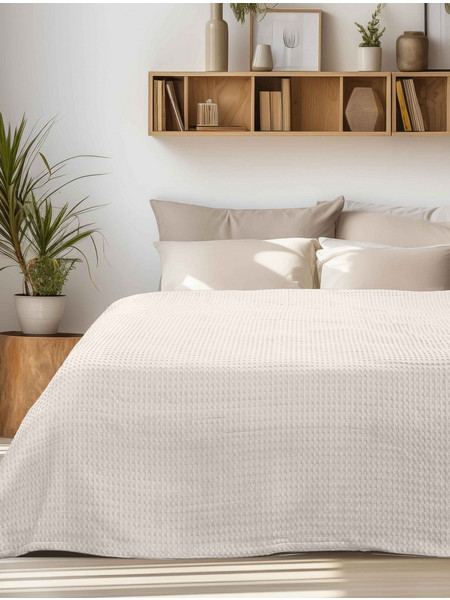 Κουβέρτα Πικέ PIKONA BEIGE MADI 170 x 240 εκ
